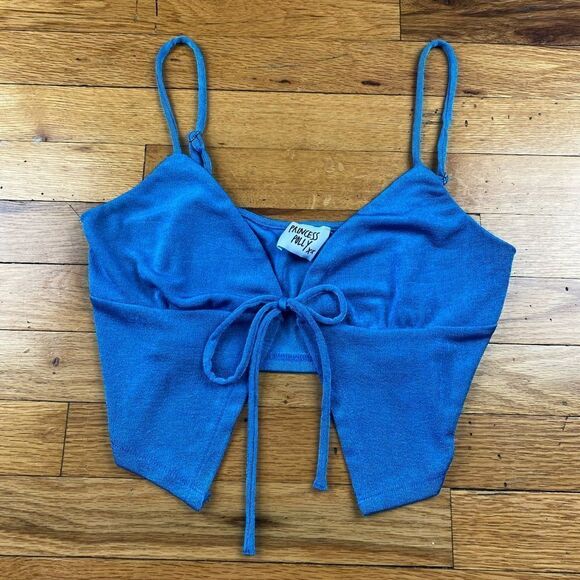 🪦 Princess Polly Sky Blue Mini Front Tie Tank Size 8 (3 for 30 sale) - Picture 2 of 7